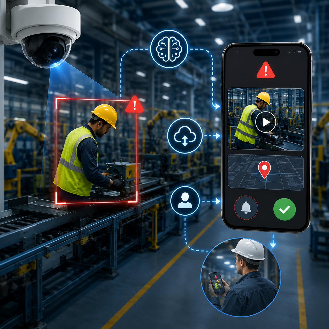 Easycomm AI flags a floor incident straight to a supervisor's phone