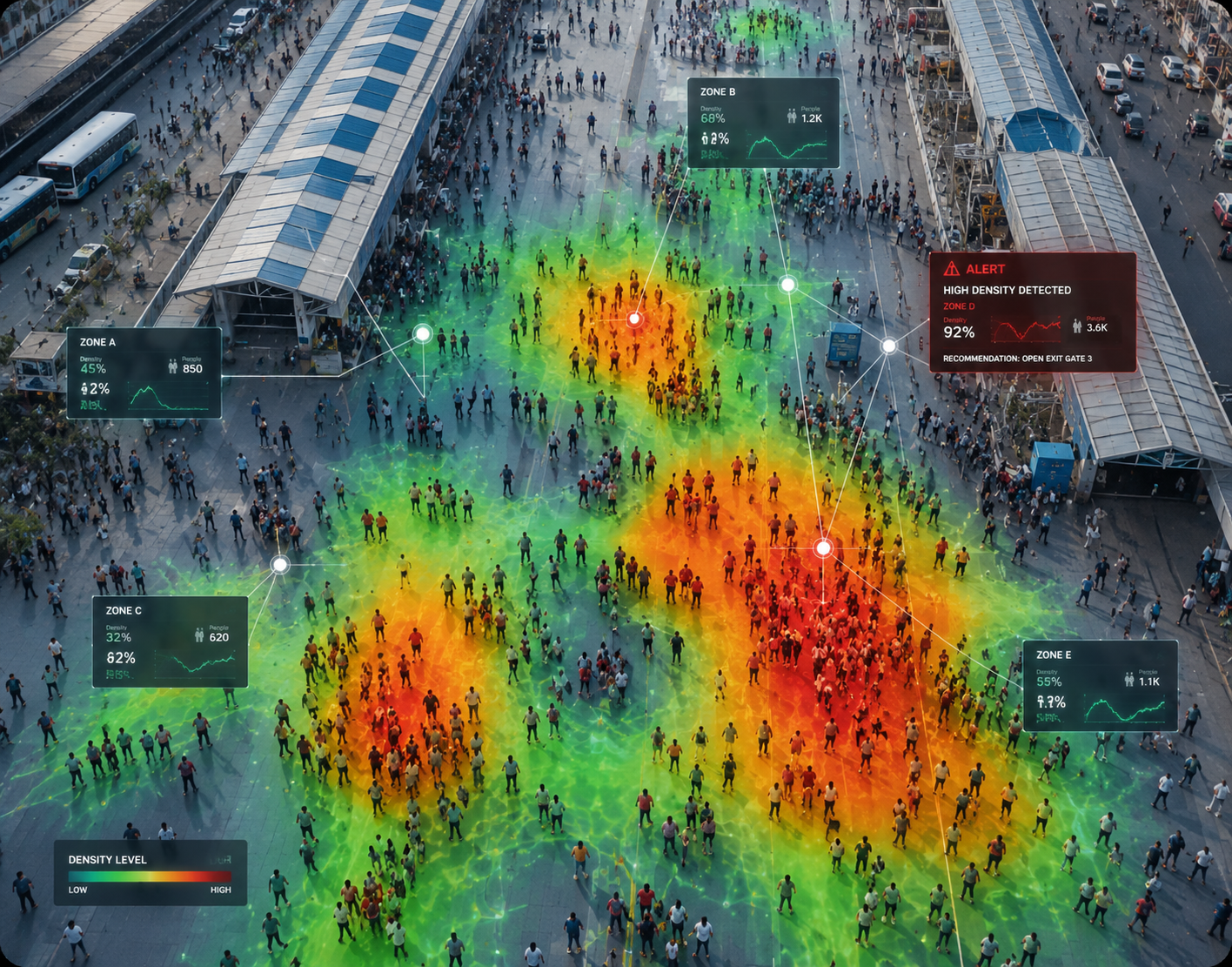 Live crowd density heatmaps