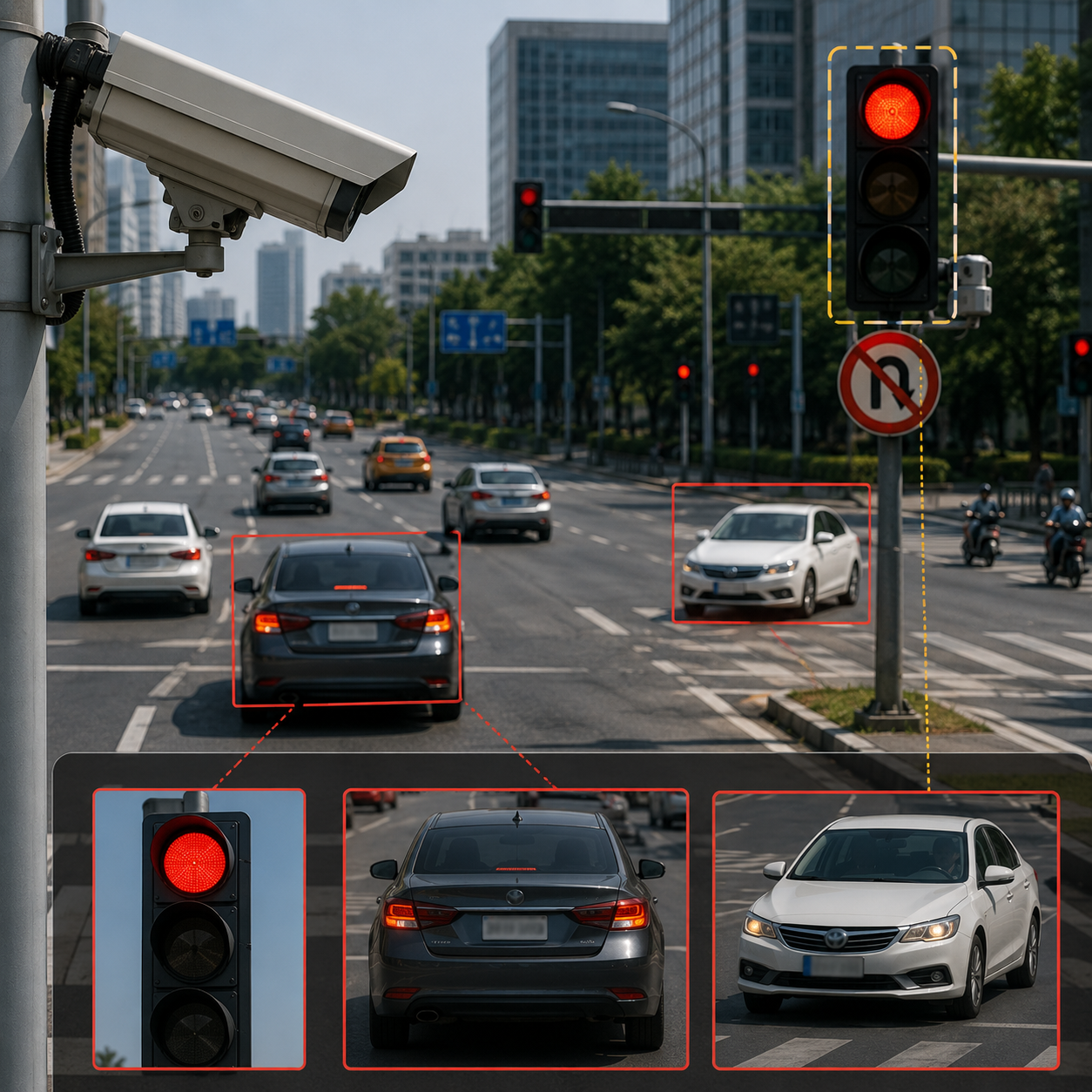 Red-light and wrong-way detection