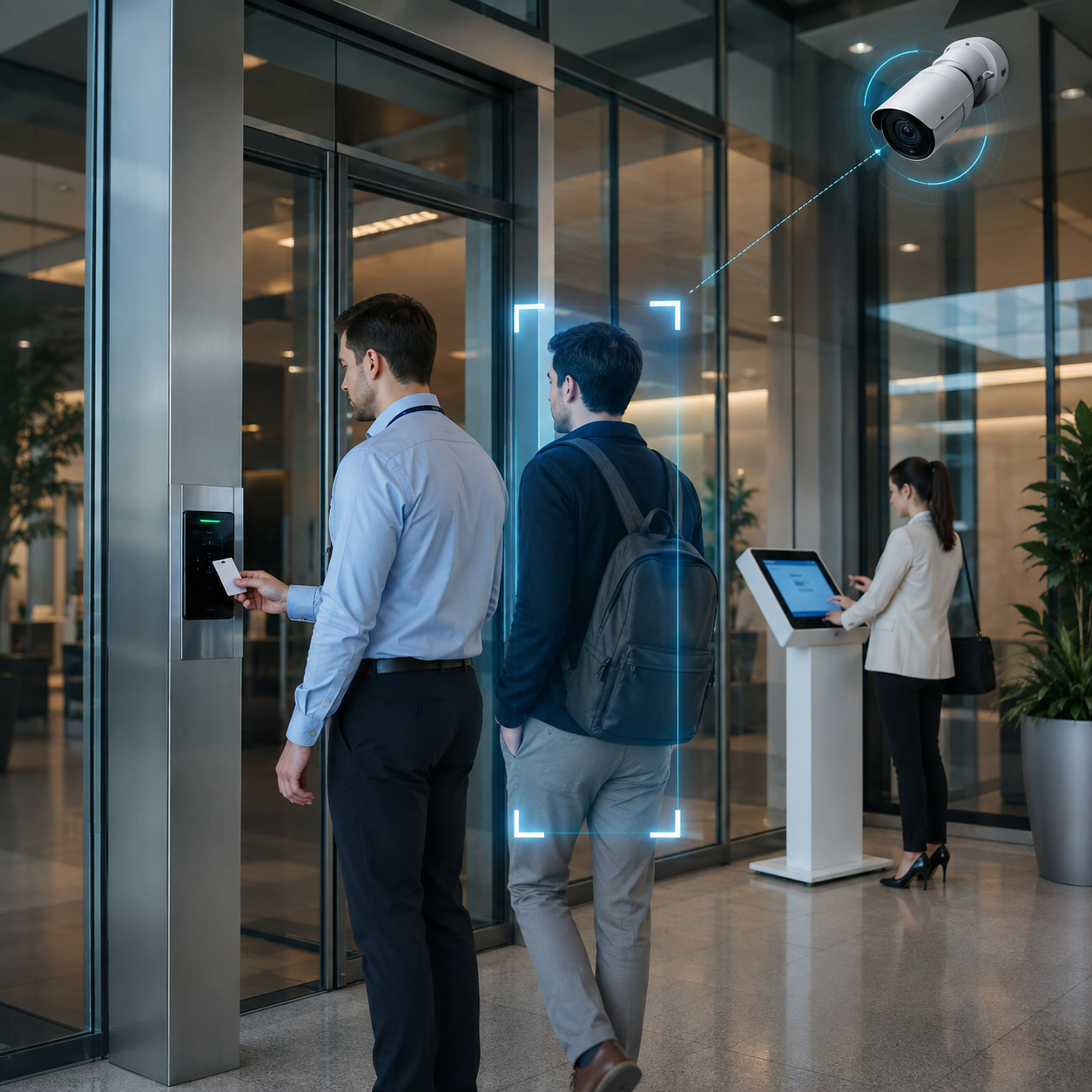 Works alongside your existing badge readers and visitor-management syste